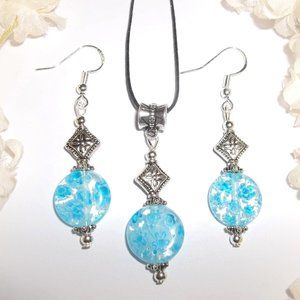Fashion Jewelry Set Earring & Necklace Floral Handmade Gift Idea for Her 6235